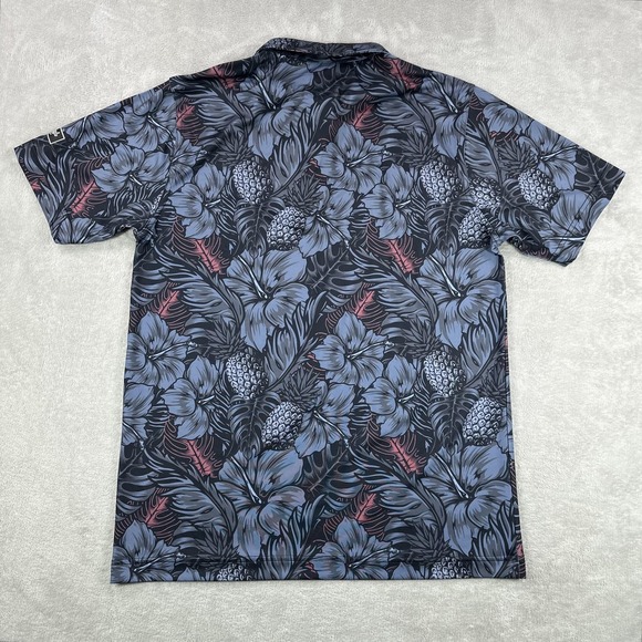 Waggle Polo Shirt Mens Medium Multicolor Floral Golf Performance Stretch Casual - Picture 4 of 9